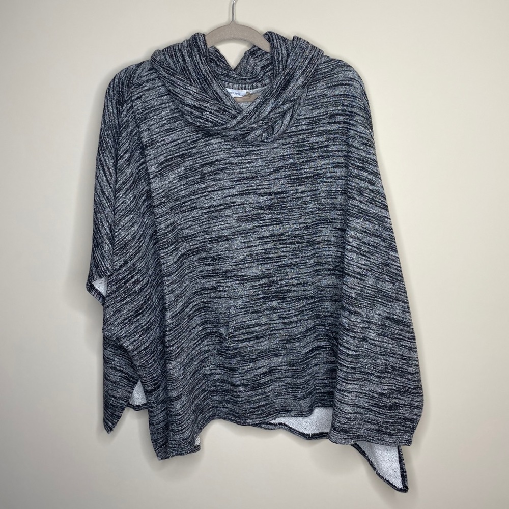 Calvin Klein gray cowl neck knit poncho L/XL
